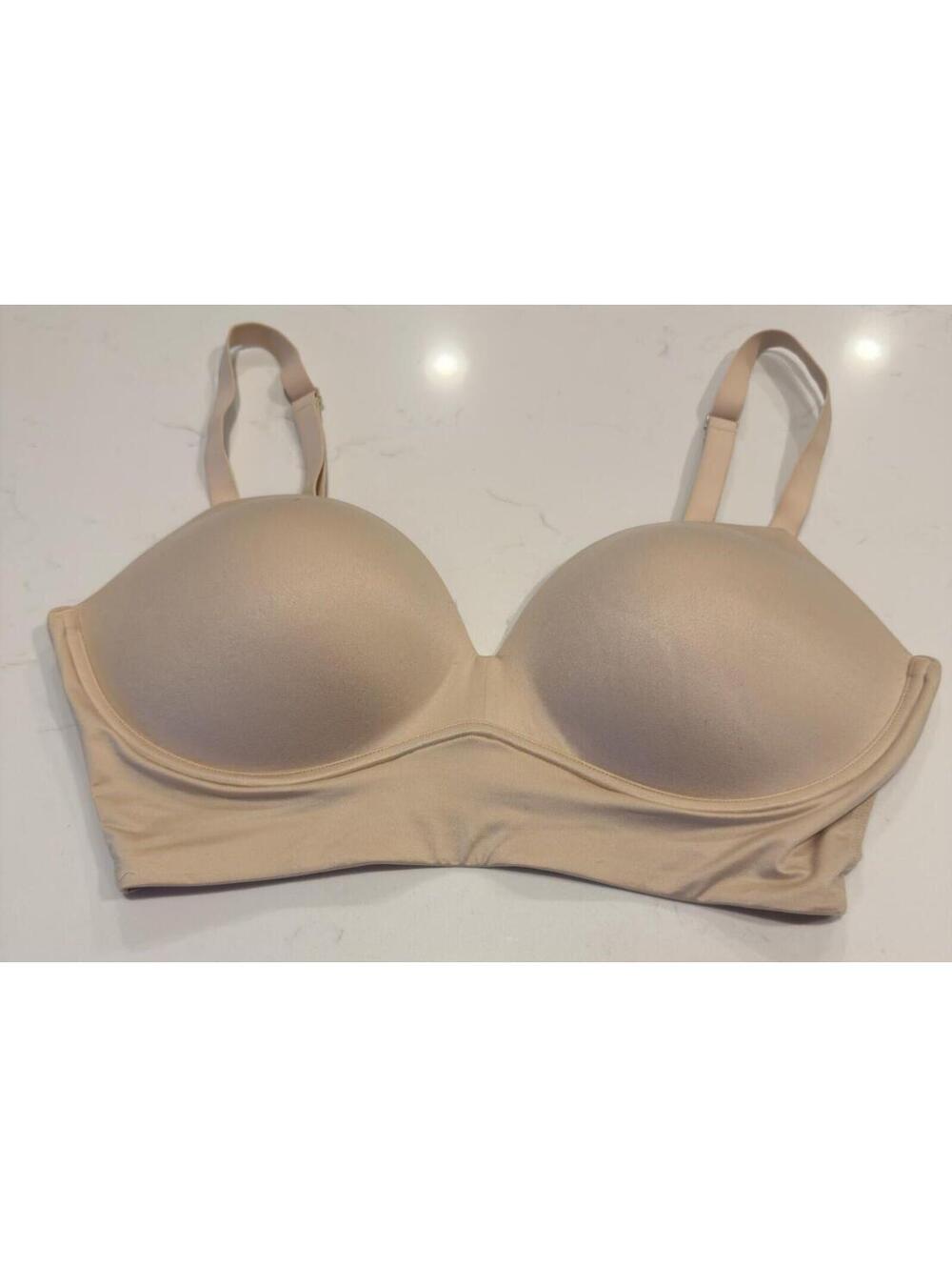 Dobreva Wireless Beige Plunge Push Up Bra Women Size 36D